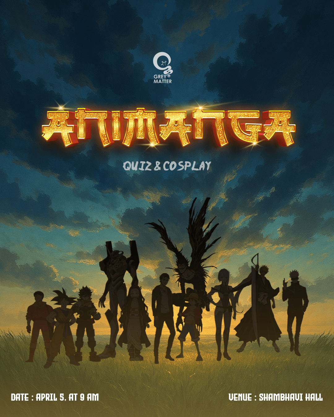 Animanga quiz and cosplay poster designed for Grey Matter